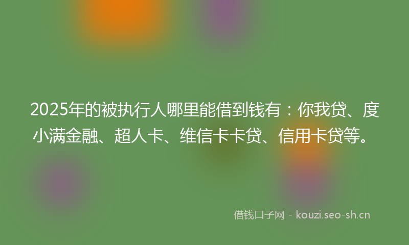 2025年的被执行人哪里能借到钱有：你我贷、度小满金融、超人卡、维信卡卡贷、信用卡贷等。