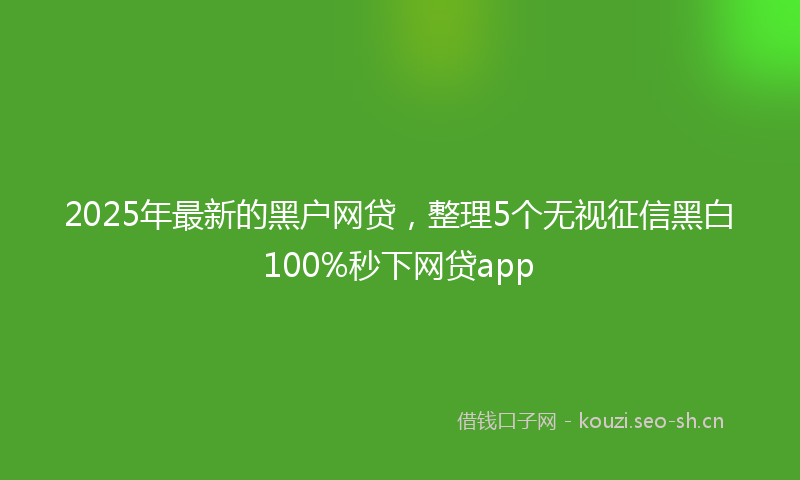 2025年最新的黑户网贷，整理5个无视征信黑白100%秒下网贷app