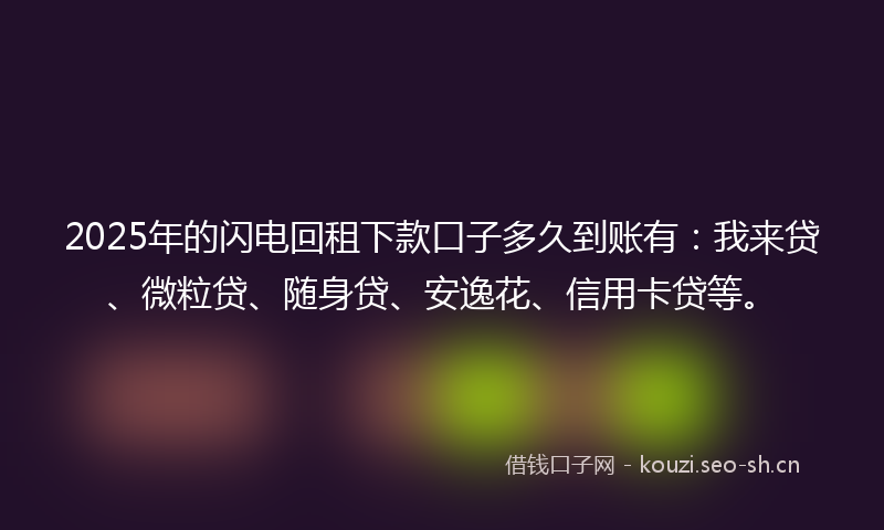 2025年的闪电回租下款口子多久到账有：我来贷、微粒贷、随身贷、安逸花、信用卡贷等。