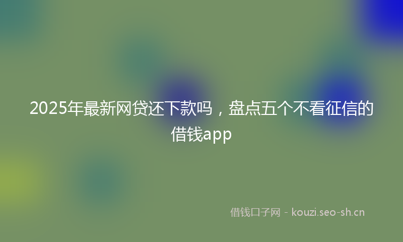 2025年最新网贷还下款吗，盘点五个不看征信的借钱app