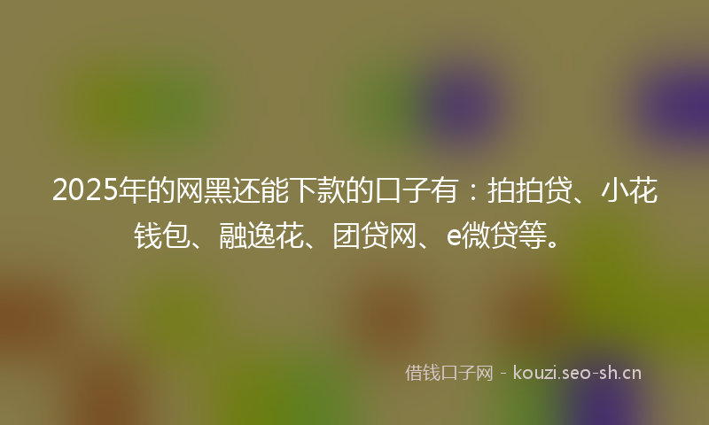 2025年的网黑还能下款的口子有：拍拍贷、小花钱包、融逸花、团贷网、e微贷等。