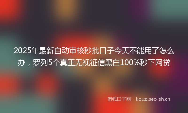 2025年最新自动审核秒批口子今天不能用了怎么办，罗列5个真正无视征信黑白100%秒下网贷