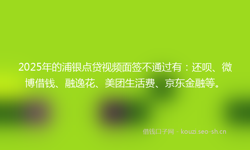 2025年的浦银点贷视频面签不通过有：还呗、微博借钱、融逸花、美团生活费、京东金融等。