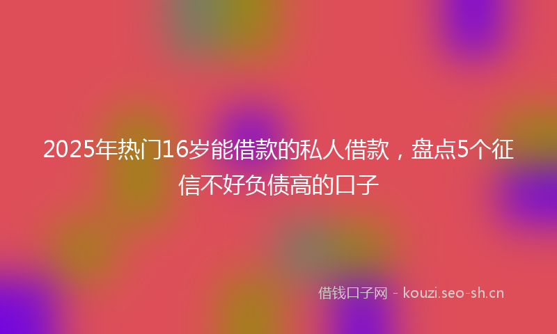 2025年热门16岁能借款的私人借款，盘点5个征信不好负债高的口子
