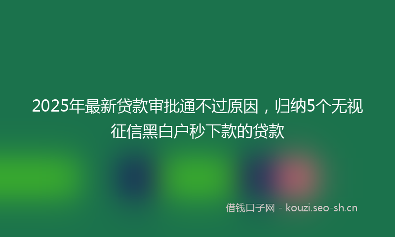 2025年最新贷款审批通不过原因，归纳5个无视征信黑白户秒下款的贷款