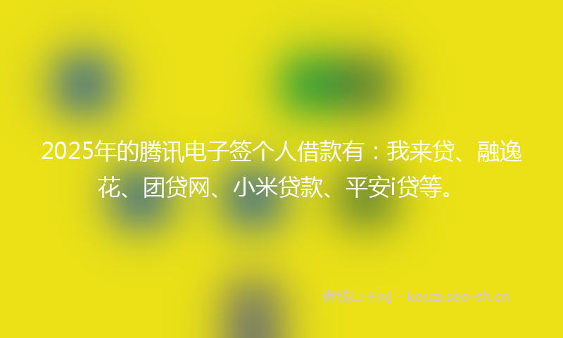 2025年的腾讯电子签个人借款有：我来贷、融逸花、团贷网、小米贷款、平安i贷等。