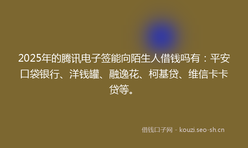 2025年的腾讯电子签能向陌生人借钱吗有：平安口袋银行、洋钱罐、融逸花、柯基贷、维信卡卡贷等。