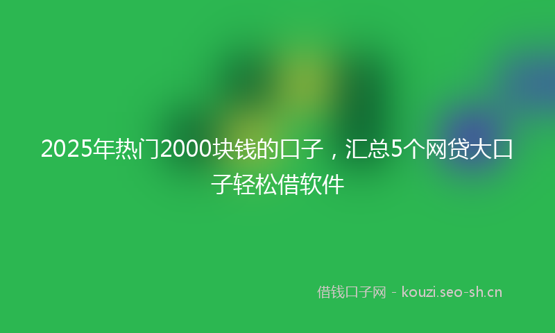 2025年热门2000块钱的口子，汇总5个网贷大口子轻松借软件