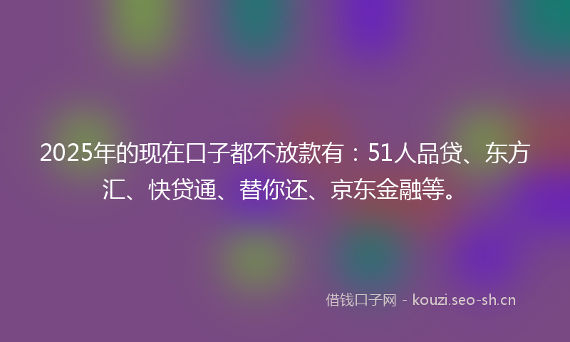 2025年的现在口子都不放款有：51人品贷、东方汇、快贷通、替你还、京东金融等。
