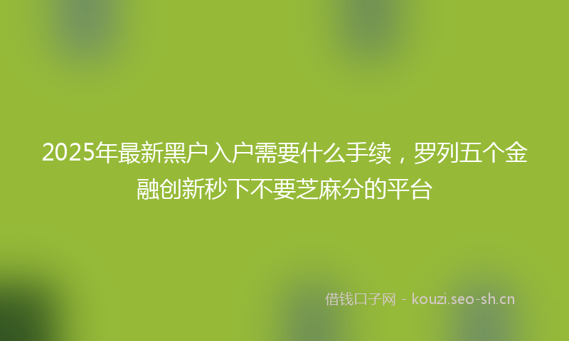 2025年最新黑户入户需要什么手续，罗列五个金融创新秒下不要芝麻分的平台