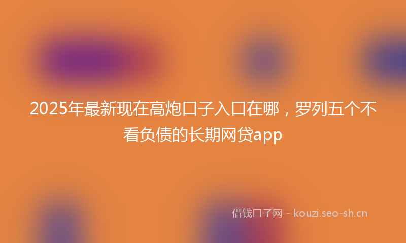 2025年最新现在高炮口子入口在哪，罗列五个不看负债的长期网贷app