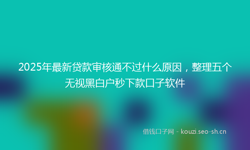 2025年最新贷款审核通不过什么原因，整理五个无视黑白户秒下款口子软件