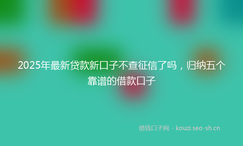 2025年最新贷款新口子不查征信了吗，归纳五个靠谱的借款口子