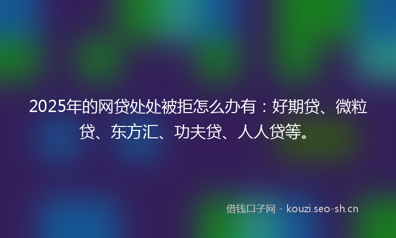 2025年的网贷处处被拒怎么办有：好期贷、微粒贷、东方汇、功夫贷、人人贷等。