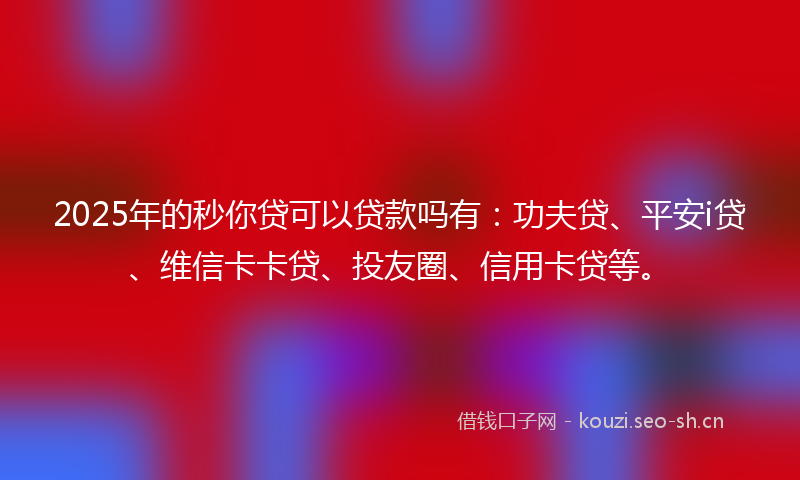 2025年的秒你贷可以贷款吗有：功夫贷、平安i贷、维信卡卡贷、投友圈、信用卡贷等。