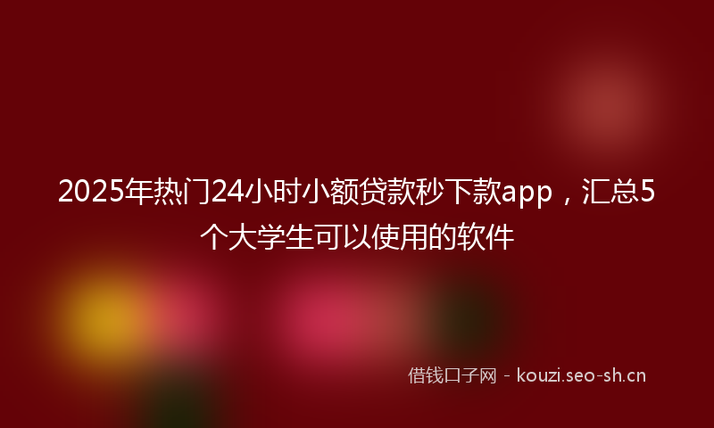 2025年热门24小时小额贷款秒下款app，汇总5个大学生可以使用的软件
