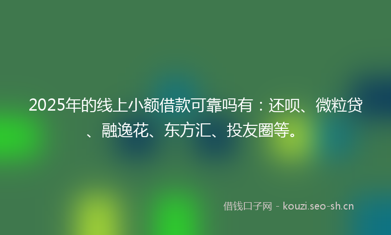 2025年的线上小额借款可靠吗有：还呗、微粒贷、融逸花、东方汇、投友圈等。