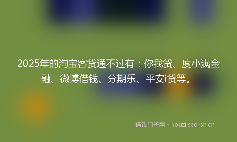 2025年的淘宝客贷通不过有：你我贷、度小满金融、微博借钱、分期乐、平安i贷等。