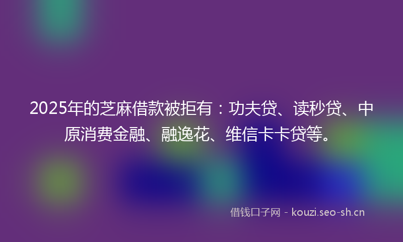 2025年的芝麻借款被拒有：功夫贷、读秒贷、中原消费金融、融逸花、维信卡卡贷等。