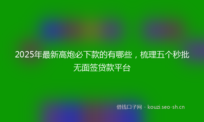 2025年最新高炮必下款的有哪些，梳理五个秒批无面签贷款平台