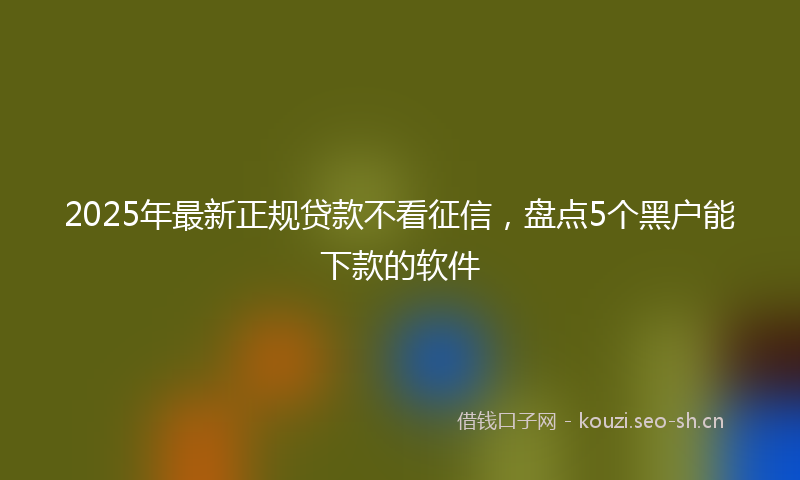 2025年最新正规贷款不看征信，盘点5个黑户能下款的软件