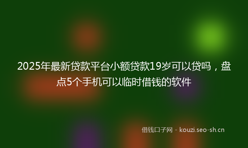 2025年最新贷款平台小额贷款19岁可以贷吗，盘点5个手机可以临时借钱的软件