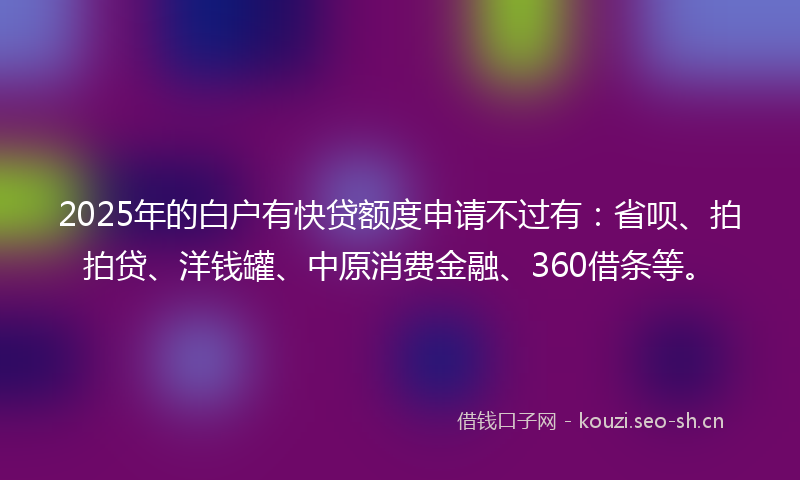 2025年的白户有快贷额度申请不过有：省呗、拍拍贷、洋钱罐、中原消费金融、360借条等。