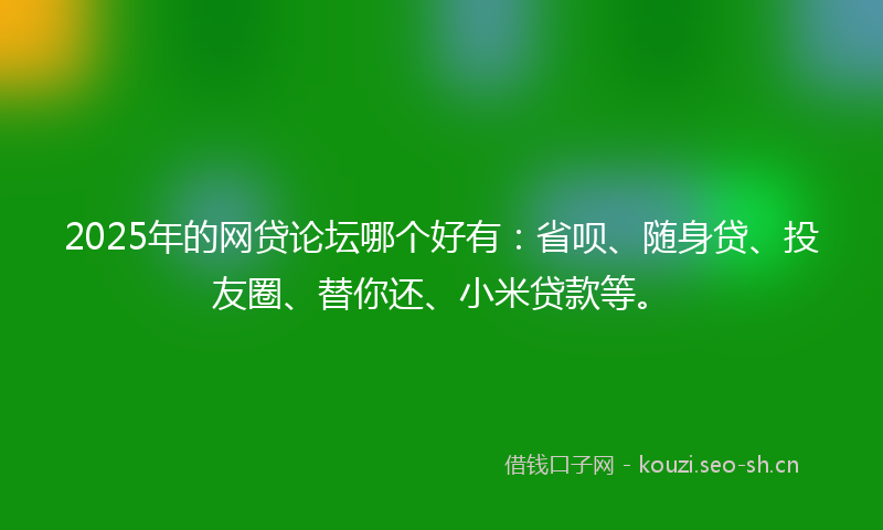2025年的网贷论坛哪个好有：省呗、随身贷、投友圈、替你还、小米贷款等。