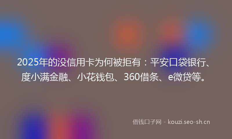2025年的没信用卡为何被拒有：平安口袋银行、度小满金融、小花钱包、360借条、e微贷等。