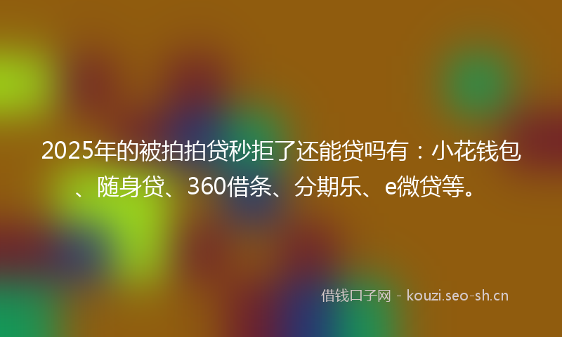 2025年的被拍拍贷秒拒了还能贷吗有：小花钱包、随身贷、360借条、分期乐、e微贷等。