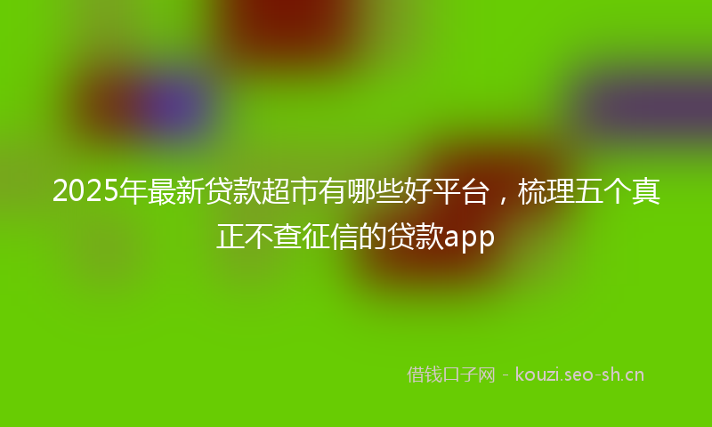 2025年最新贷款超市有哪些好平台，梳理五个真正不查征信的贷款app