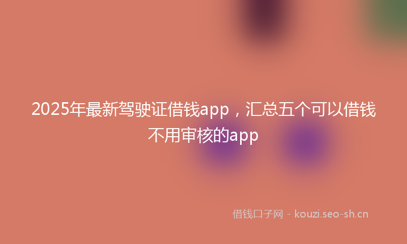 2025年最新驾驶证借钱app，汇总五个可以借钱不用审核的app