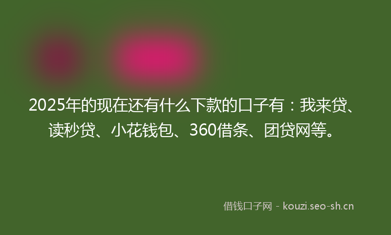2025年的现在还有什么下款的口子有：我来贷、读秒贷、小花钱包、360借条、团贷网等。
