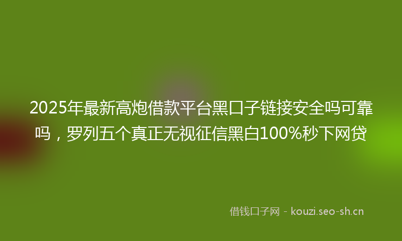 2025年最新高炮借款平台黑口子链接安全吗可靠吗，罗列五个真正无视征信黑白100%秒下网贷