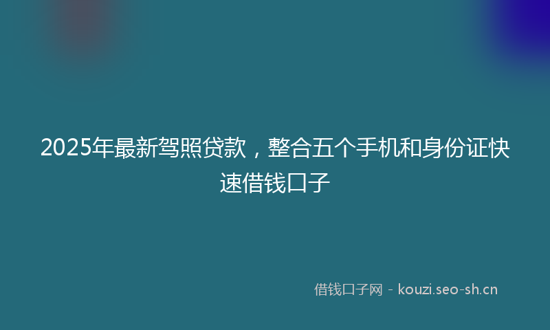 2025年最新驾照贷款，整合五个手机和身份证快速借钱口子