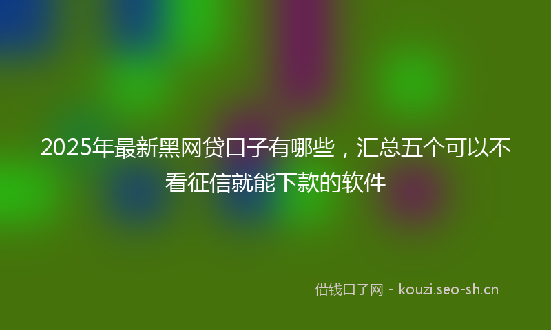 2025年最新黑网贷口子有哪些，汇总五个可以不看征信就能下款的软件