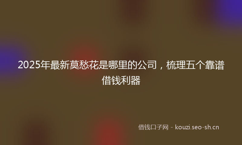 2025年最新莫愁花是哪里的公司，梳理五个靠谱借钱利器