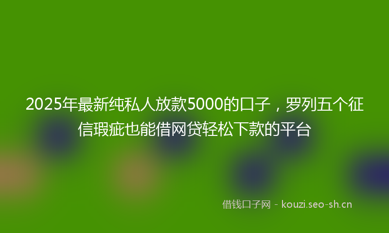 2025年最新纯私人放款5000的口子，罗列五个征信瑕疵也能借网贷轻松下款的平台