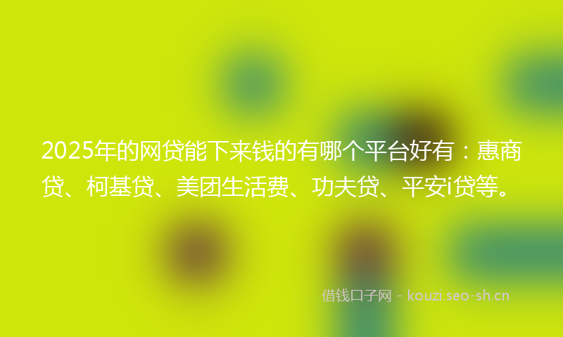 2025年的网贷能下来钱的有哪个平台好有：惠商贷、柯基贷、美团生活费、功夫贷、平安i贷等。