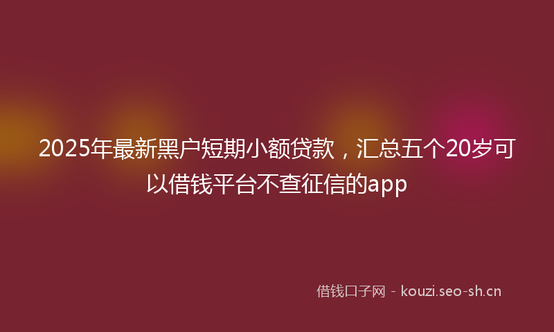 2025年最新黑户短期小额贷款，汇总五个20岁可以借钱平台不查征信的app