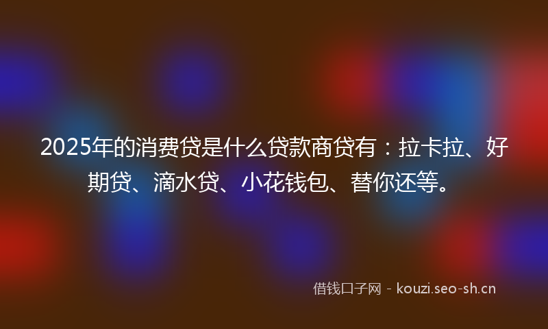 2025年的消费贷是什么贷款商贷有：拉卡拉、好期贷、滴水贷、小花钱包、替你还等。