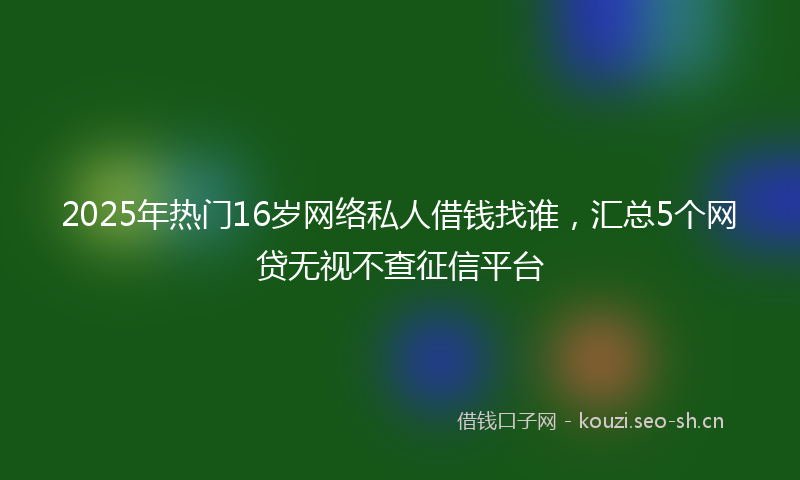 2025年热门16岁网络私人借钱找谁，汇总5个网贷无视不查征信平台