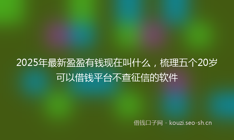 2025年最新盈盈有钱现在叫什么，梳理五个20岁可以借钱平台不查征信的软件