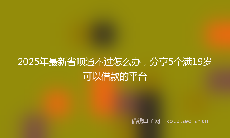 2025年最新省呗通不过怎么办，分享5个满19岁可以借款的平台