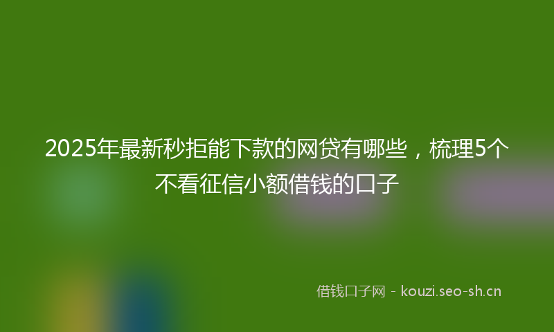 2025年最新秒拒能下款的网贷有哪些，梳理5个不看征信小额借钱的口子