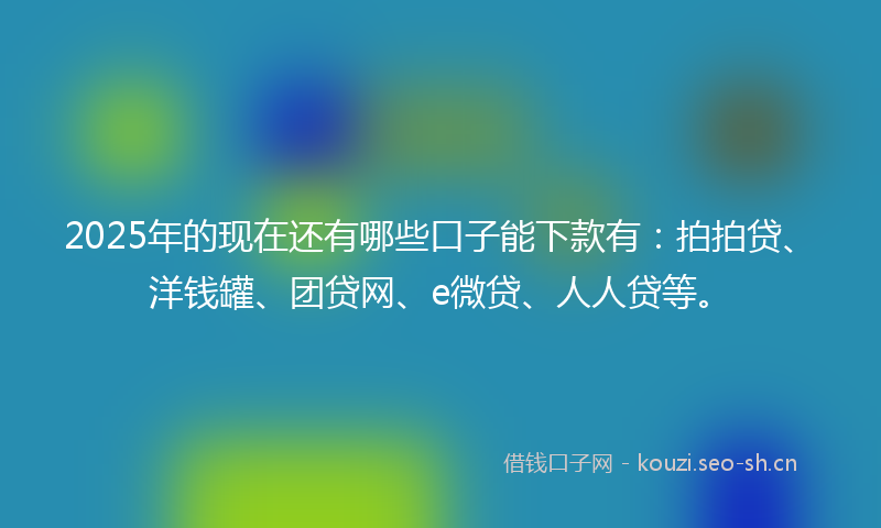 2025年的现在还有哪些口子能下款有：拍拍贷、洋钱罐、团贷网、e微贷、人人贷等。