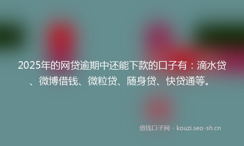 2025年的网贷逾期中还能下款的口子有：滴水贷、微博借钱、微粒贷、随身贷、快贷通等。