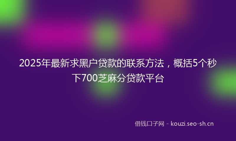 2025年最新求黑户贷款的联系方法，概括5个秒下700芝麻分贷款平台