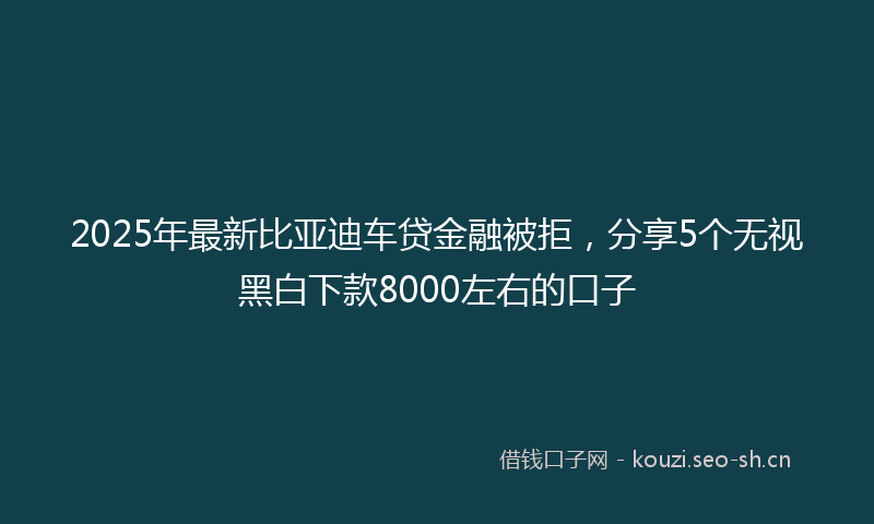 2025年最新比亚迪车贷金融被拒，分享5个无视黑白下款8000左右的口子
