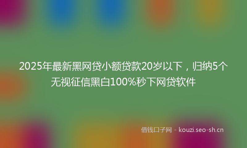 2025年最新黑网贷小额贷款20岁以下，归纳5个无视征信黑白100%秒下网贷软件